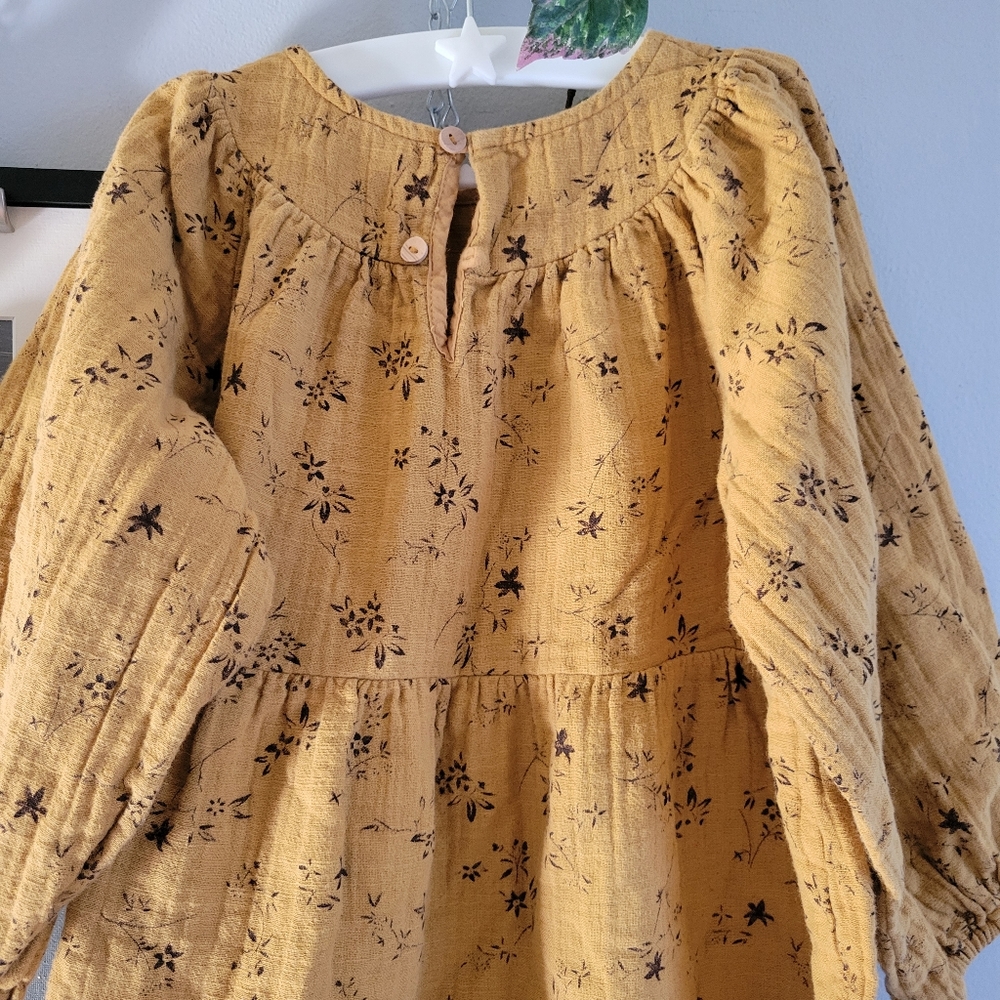 Zara Girl's Floral Print Fall Textured Long Sleeve Dress 4-5 YEARS - Picture 9 of 12